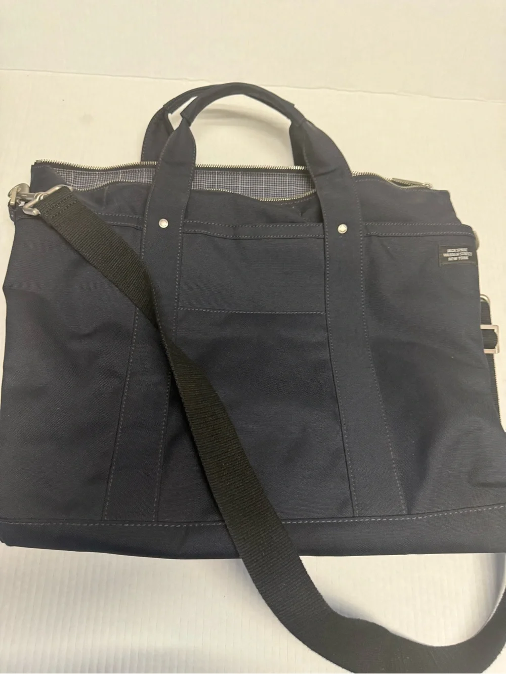 Navy Canvas Convertible Brief Tote - Men